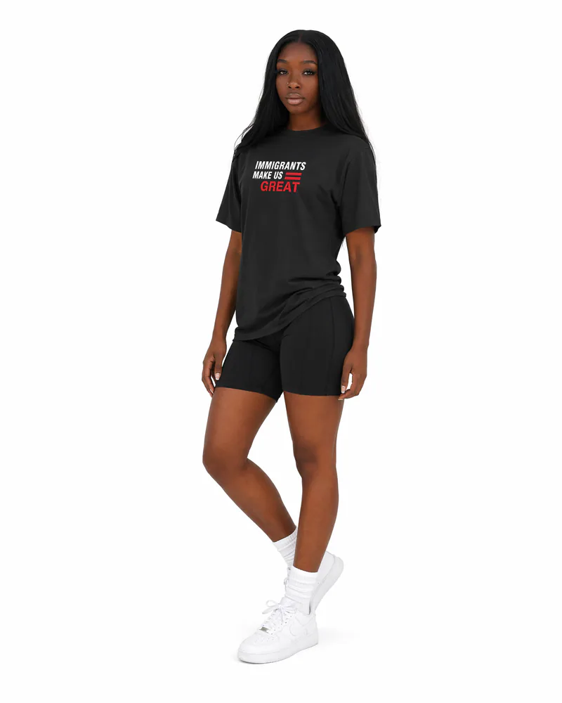 The Foundation Tee Decree in Onyx Black, worn, front